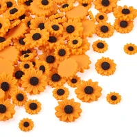 100pcs sunflower resin cabochons flat back cabochon scrapbooking embellishments for diy jewelry making accessories supplies