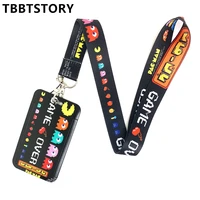 game pacman cartoon funny mobile phone rope keychain lanyard for keys neck strap id card badge holder diy hang rope with keyring