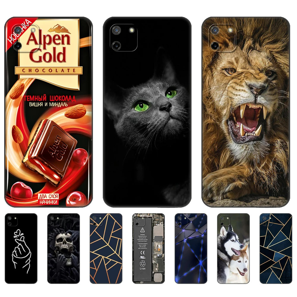 

For Realme C11 2021 Case Soft Silicon TPU Back For OPPO Realme C11 2020 RealmeC11 Phone Cover 2185 Bumper Funda black tpu case