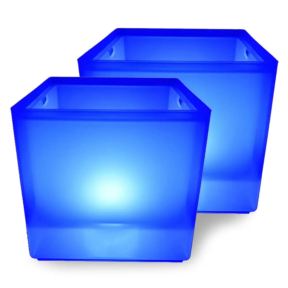 2PCS 1PC LED Ice Bucket RGB Color Changing Double Layer Square Bar Beer Ice Bucket Ice Wine Bucket 3.5 L for Party, Home, Bar