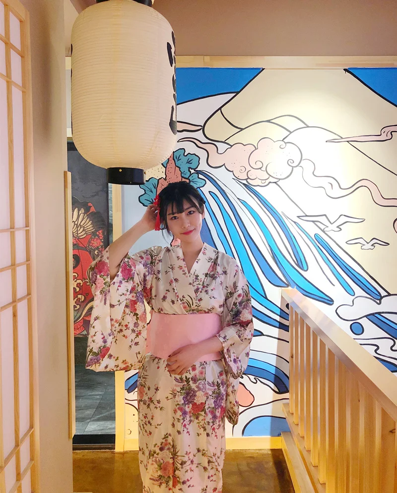 Японский юката пальто Весна Лето кимоно Mujer Кардиган Женская верхняя одежда Hanori