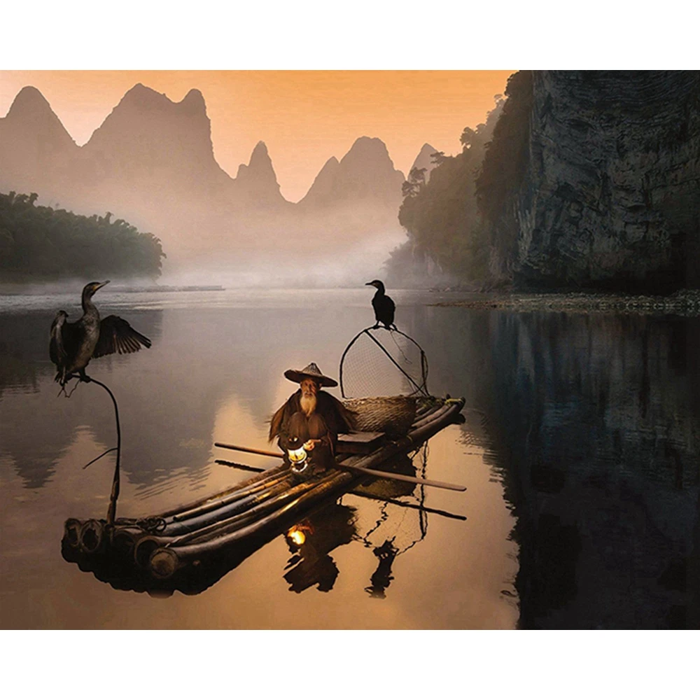 Картина из страз 5D &quotсделай сам&quot вышивка крестиком в виде лодки квадратная