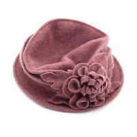 women cloche hat vintage flower warm winter bucket hat cloche bucket wool hat for party dress up clothing accessories