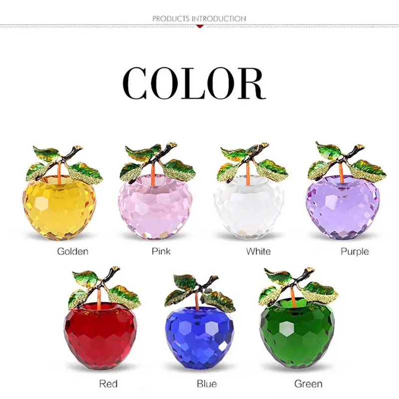 

Mother's day gifts,Crystal Faced Apple Fruit Paperweight Glaze for Apple Figurines Ornaments Crystal Crafts Xmas Gift (6 colors)