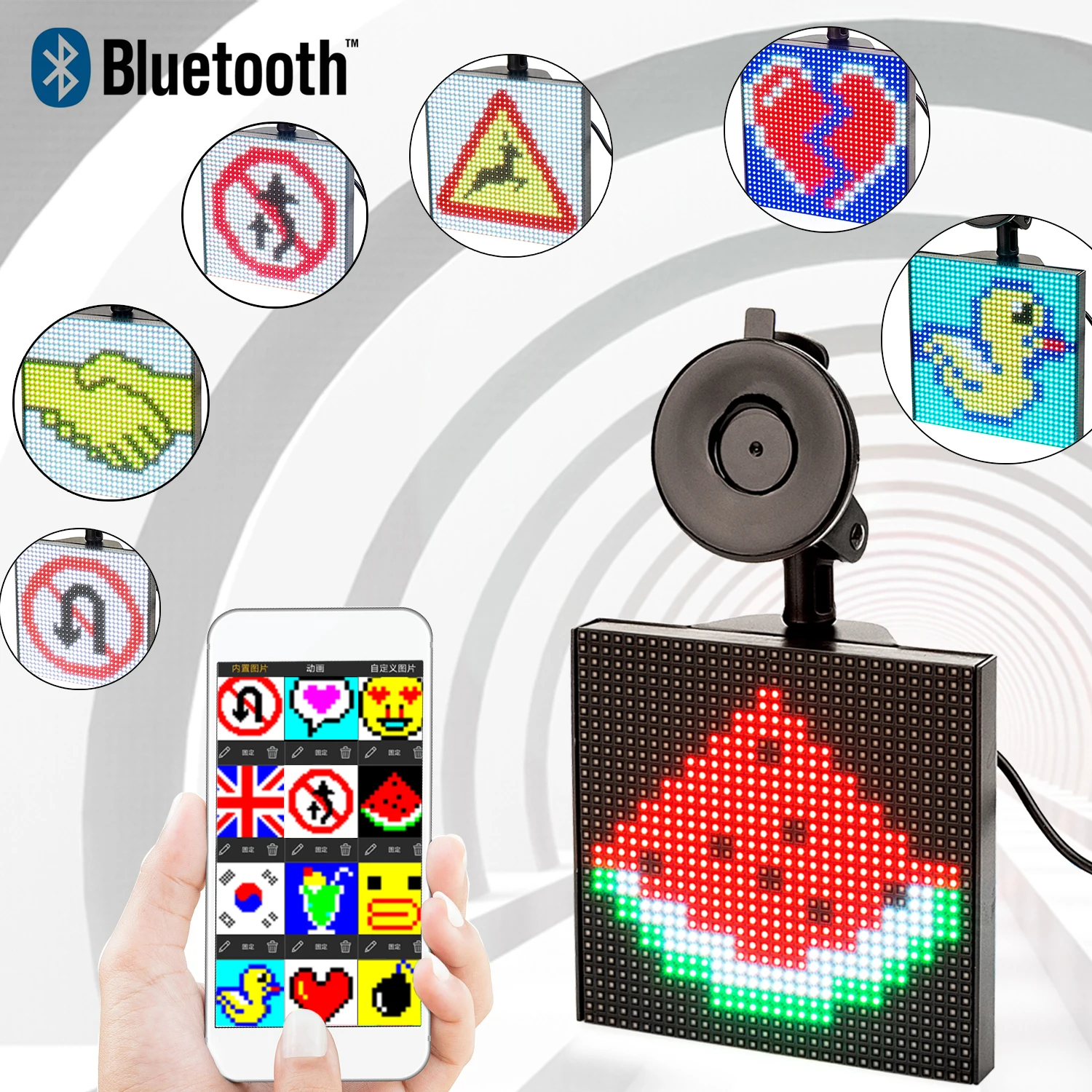 Автомобильная светодиодная вывеска 12 В RGB APP Bluetooth-совместимая GIF программируемая