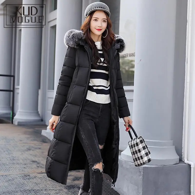 Пуховик KUDE с капюшоном зимний длинный теплый тонкий для женщин ватная парка