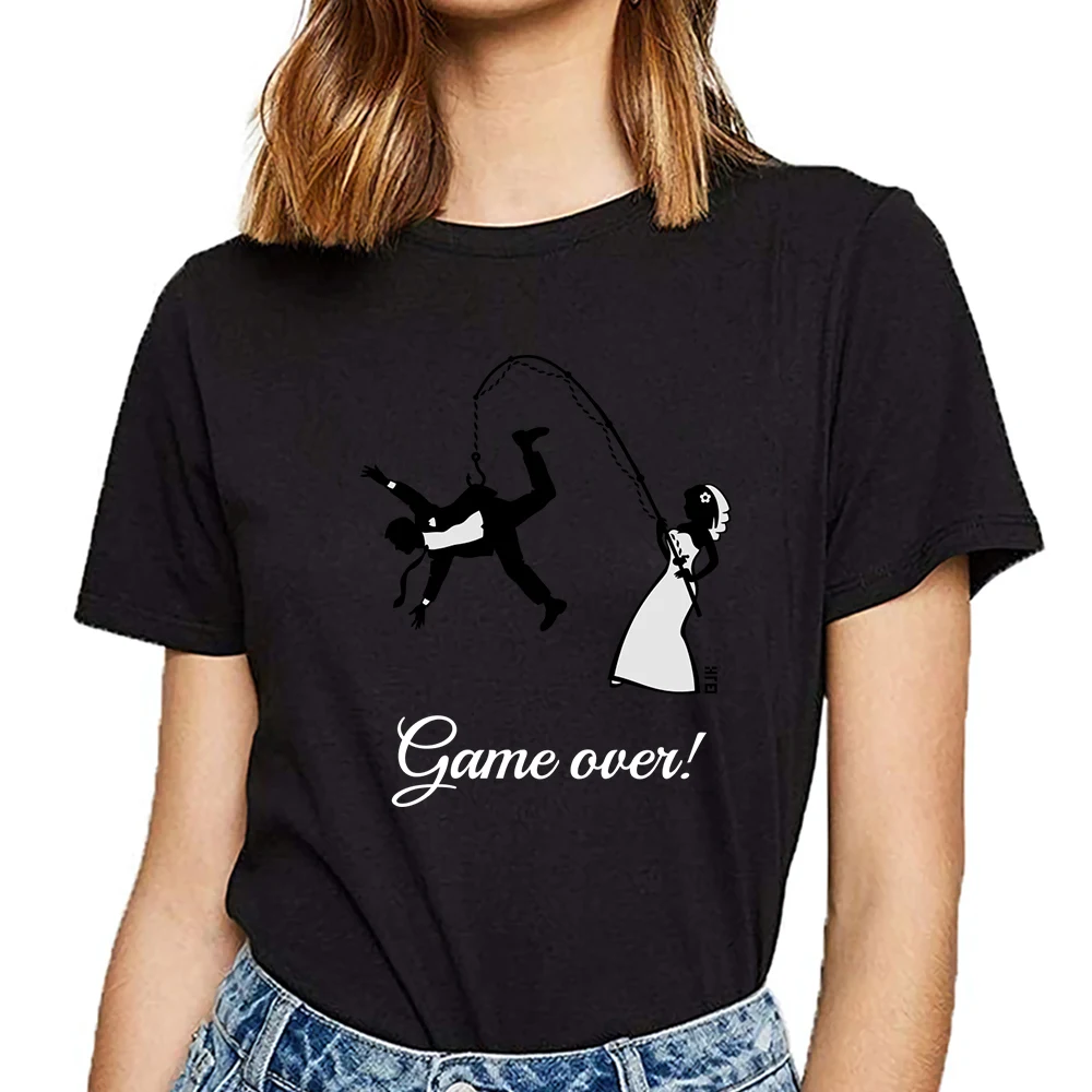 

Футболка женская хлопковая с надписью «game over bride»