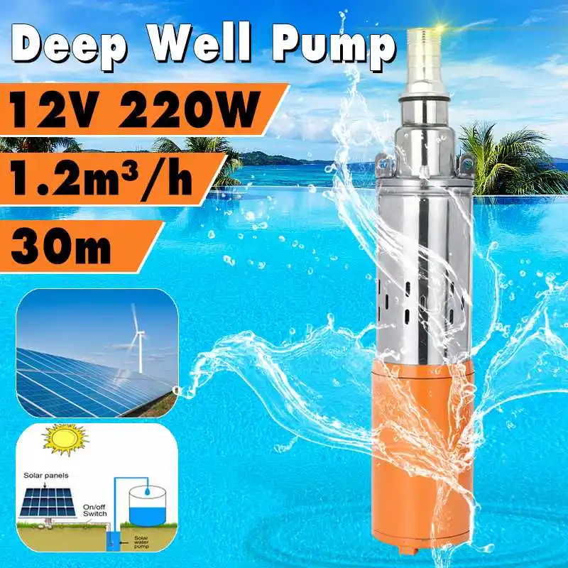 

12V High Lift 20m Solar Water Pump High Pressure Deep Well Pump Submersible DC Pump Agricultural Irrigation Garden Home