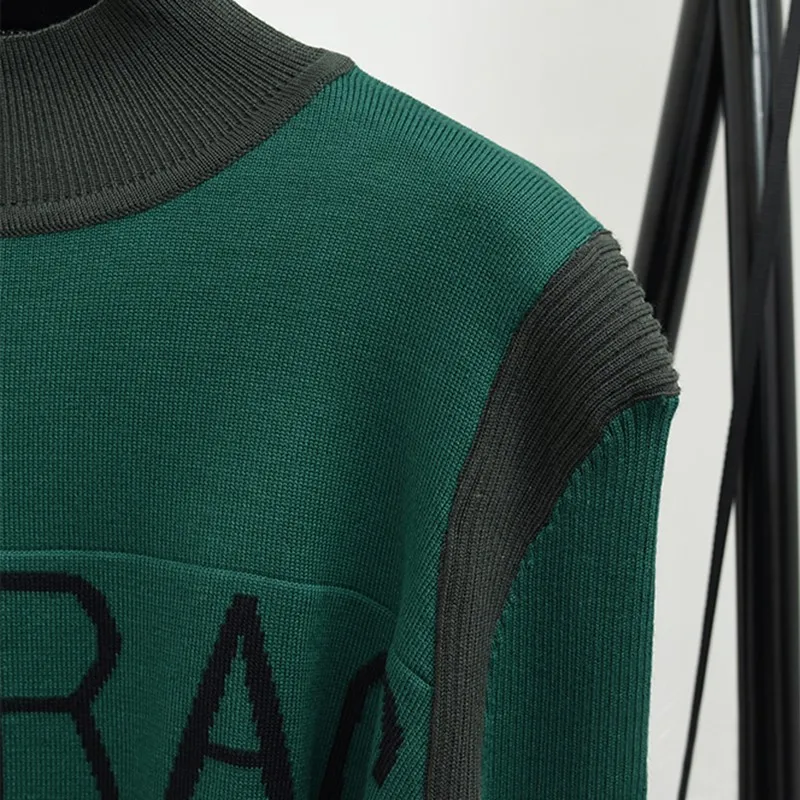 

Autumn Winter New Letter Pattern Women Crop Sweater Fashion Trend Turtleneck Long Sleeve Knit Pullover