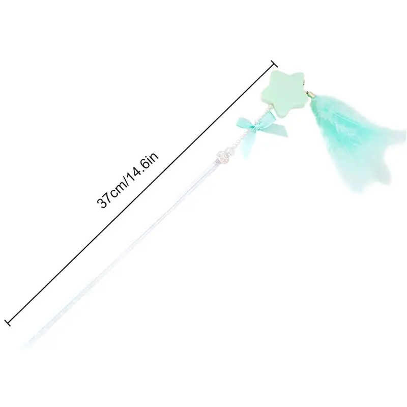 

Fake Feather Cat Wand Toy Star Shape Kitten Teaser Stick Interactive Cat Toy With Bell Cat Teaser Wand Pet Training Toy For Cats