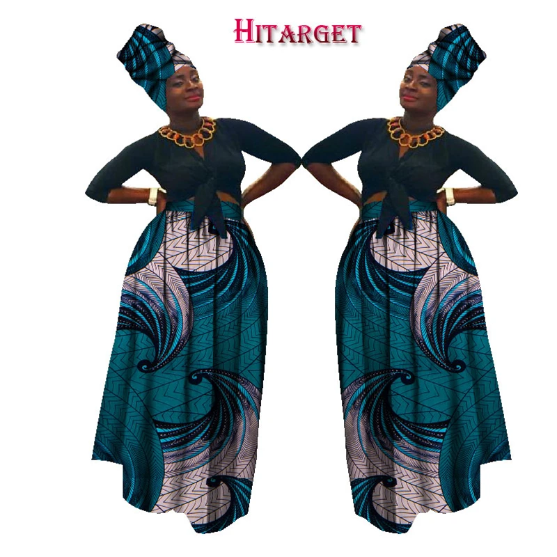 2020 осень Дашики в африканском стиле Юбка с высокой талией юбка фут + головной убор