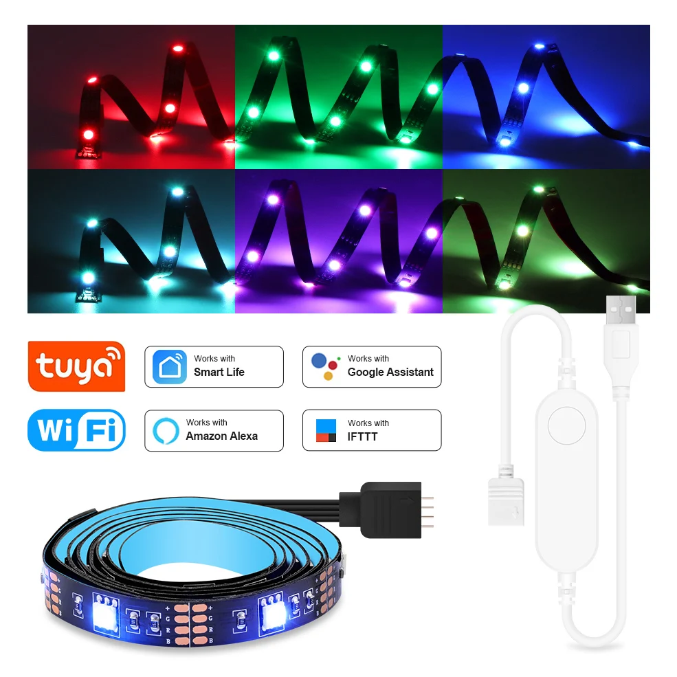 Wi Fi USB СВЕТОДИОДНЫЙ светильник RGB SMD 5050 Гибкие светодиодные ленты Tuya Smart Home