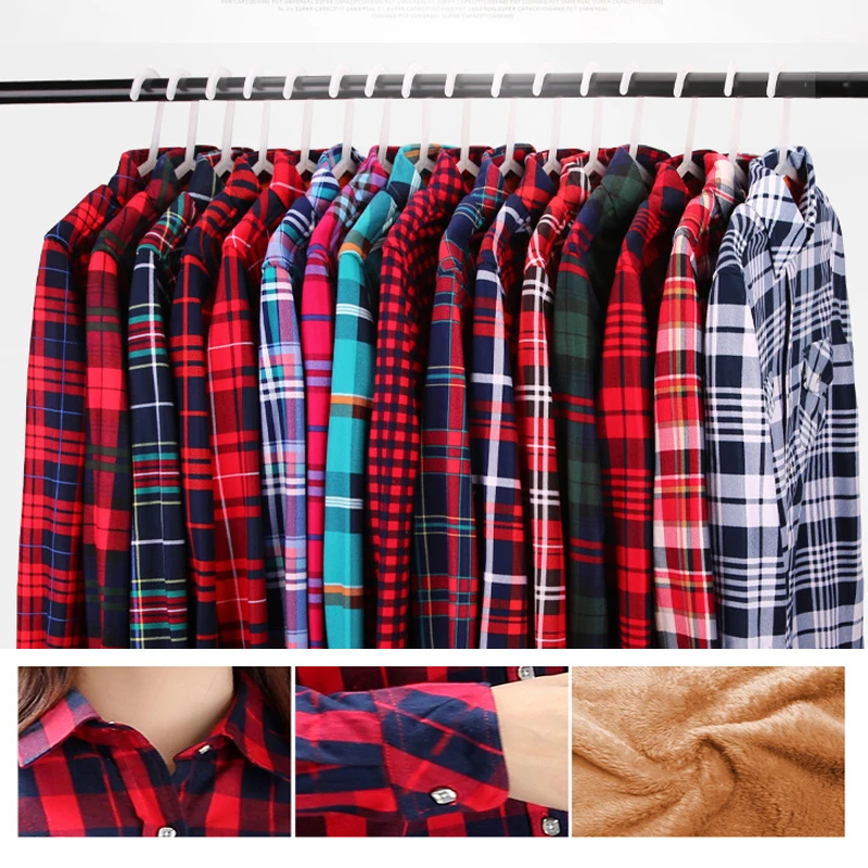 2018 зимняя фланелевая женская рубашка большого размера 4XL с длинными рукавами и
