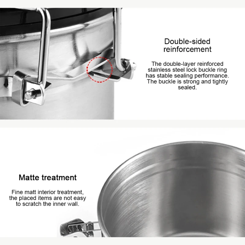 

Stainless Steel Moisture-proof Coffee Bean Container Kitchen Grain Sealed Storage Tank Kitchen Accessaries Storage Bottles Jars