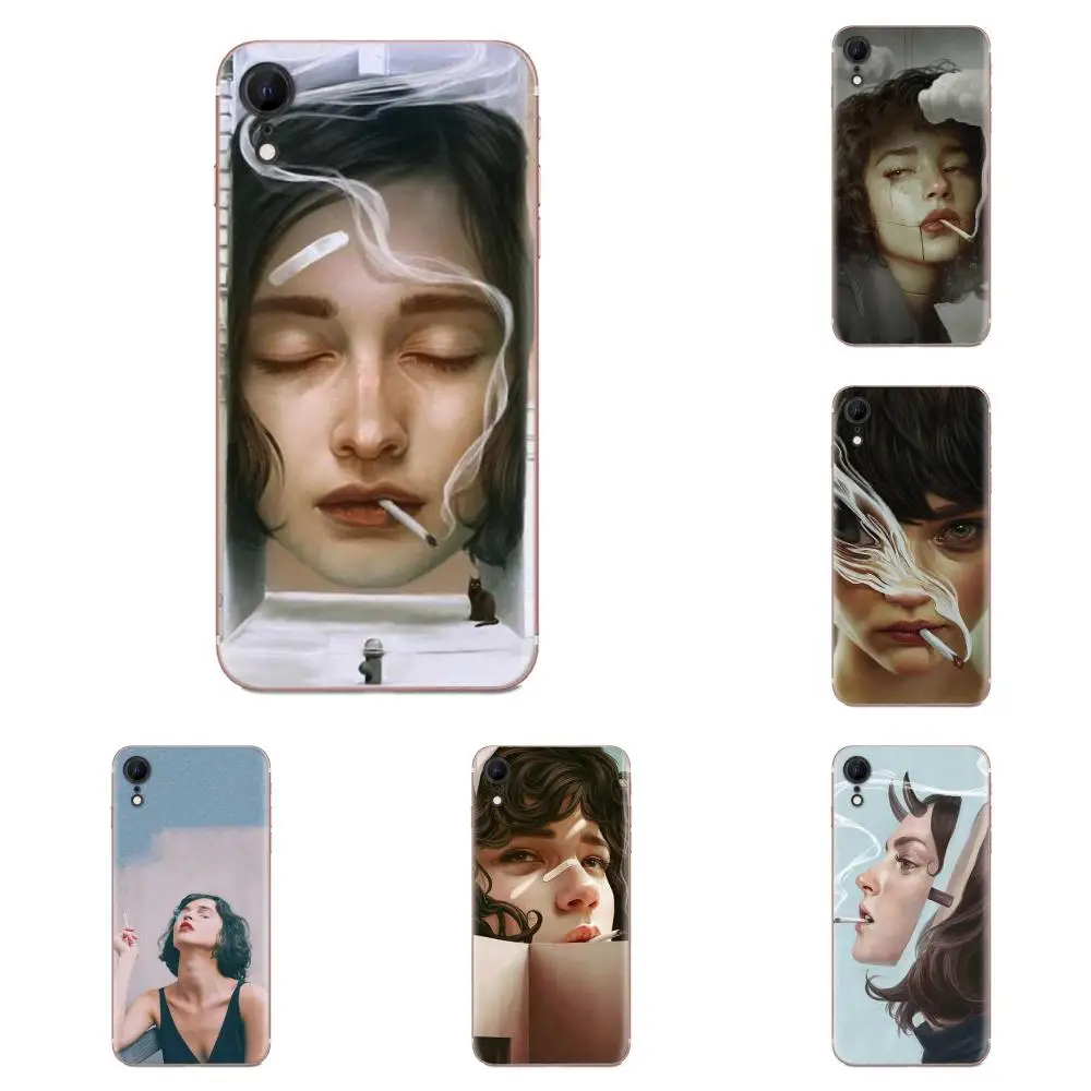 Вертикальный чехол для телефона Xiaomi Redmi Note 2 3 3S 4 4A 4X 5 5A 6 6A Pro Plus Smoking Girl|Бамперы| |