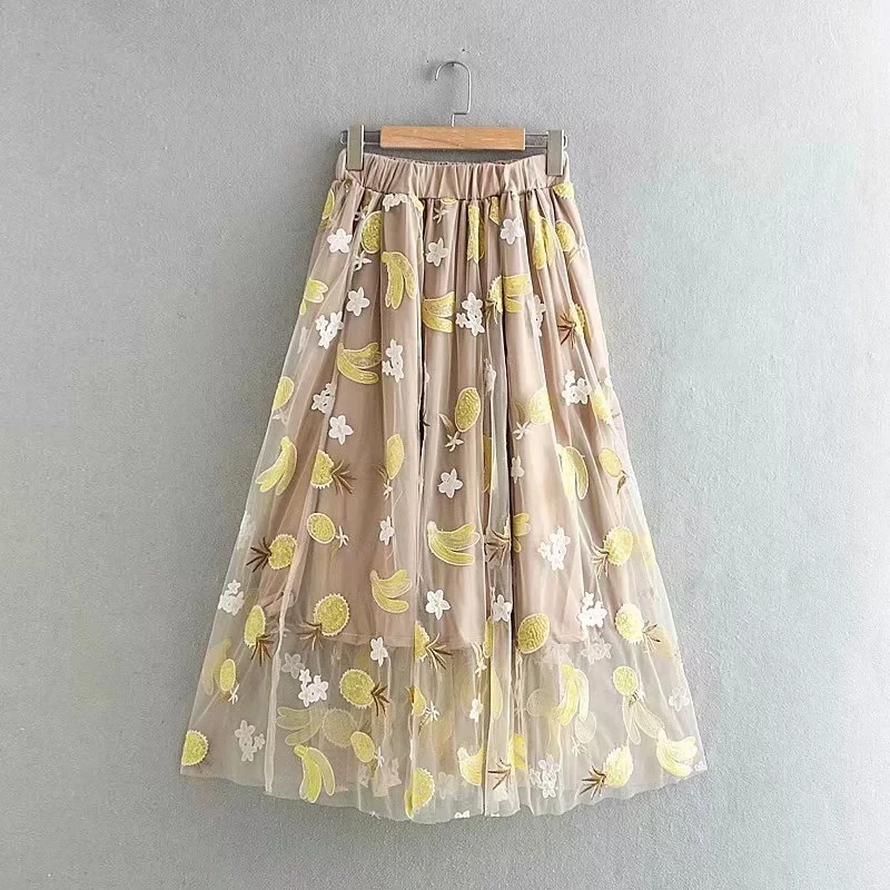 Женская длинная Плиссированная Юбка ZA повседневная элегантная шифоновая юбка