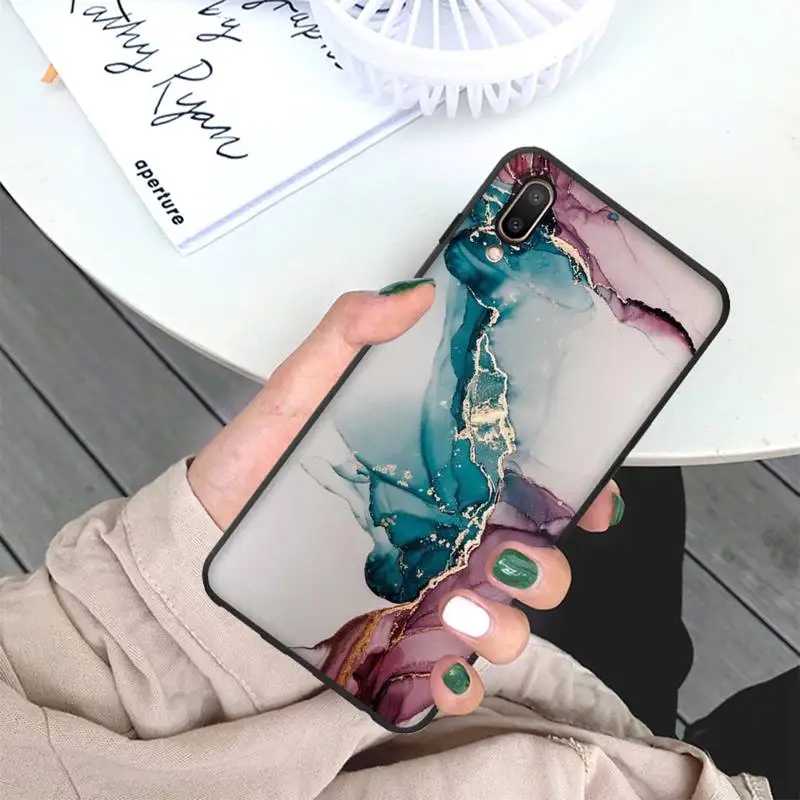 

Vintage Marble Phone Case for Vivo Y91C Y11 17 19 17 67 81 Oppo A9 2020 Realme c3