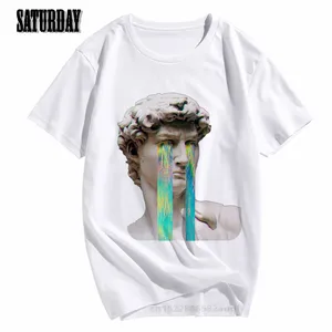 Футболка мужская в стиле вейпорвейв Дэвид харадзюк, рубашка в стиле ретро с принтом грустной девушки, топ в японском стиле для мальчиков и женщин, лето 2020