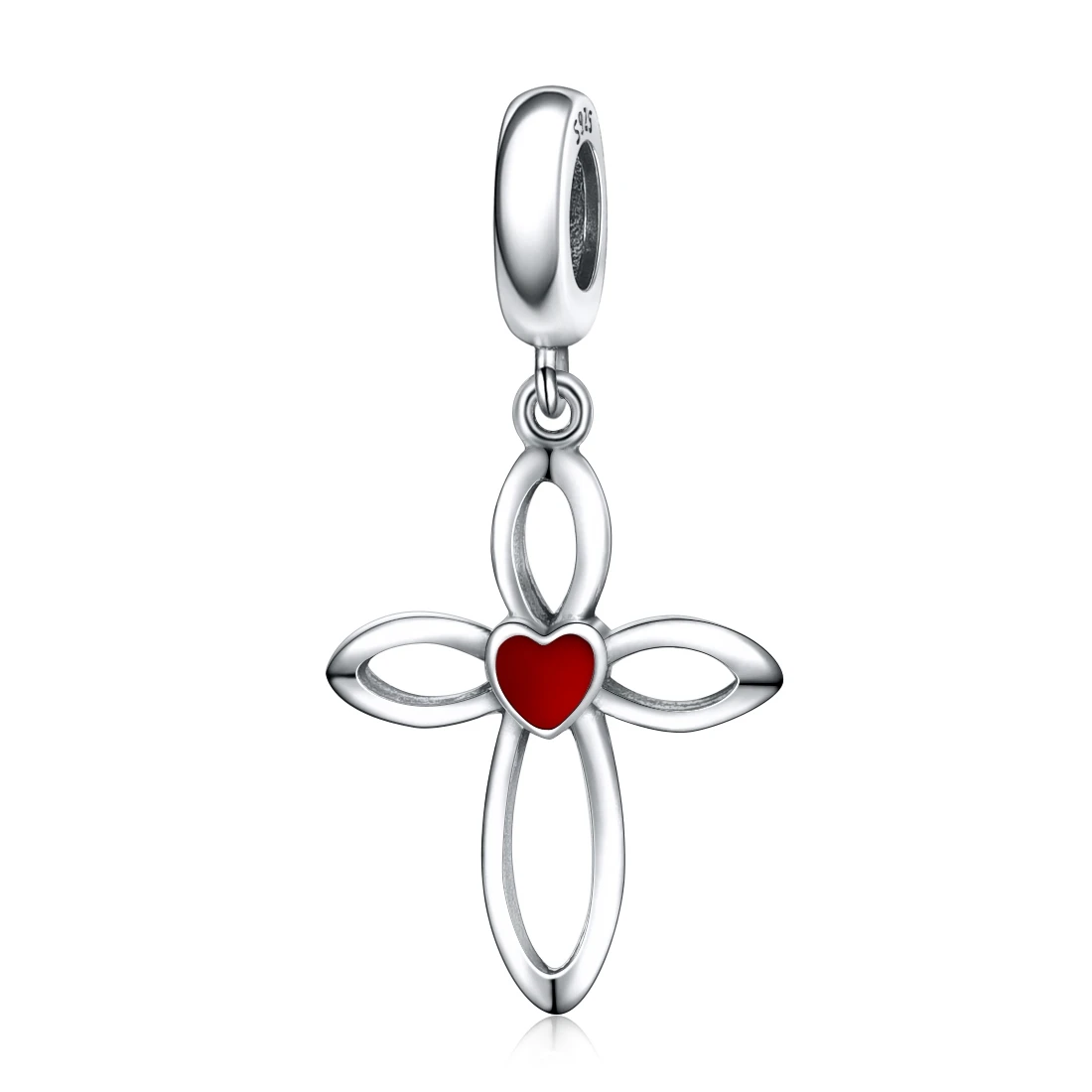 DALARAN Silver Cross Red Heart Pendants Charms Fit Bracelets Bangles DIY Jewelry 925 Women 2019 Hot Sale |