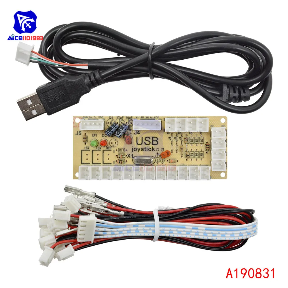 Diymore Нулевая задержка аркадная USB энкодер ПК к джойстику кнопочные Проводные кабели для MAME Fight Stick плата модуля управления