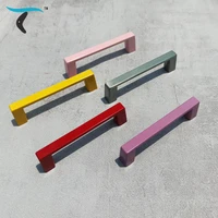 square handle modern minimalist american style cabinet closet door handle black silver gray red yellow color drawer handle