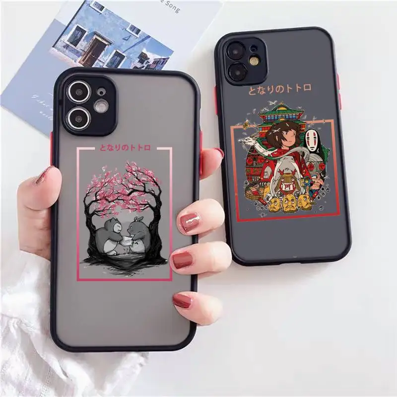 

My Neighbor Totoro Phone Case Matte Transparent for iPhone 7 8 11 12 s mini pro X XS XR MAX Plus Clear mobile bag iphone 12 case