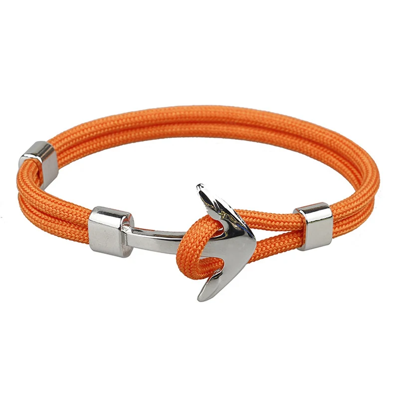 Черный синий цвет Якорь цепочка-браслет в виде веревки браслет для женщин мужчин