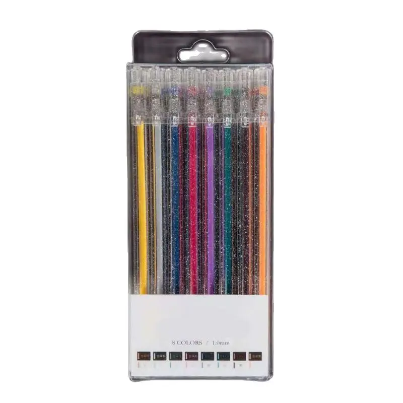 

8Pcs/set Simplicity Flash Gel Pens Cardboard Paper Pen Art Marker Stationery Kit Sketching Art Markers School Accessories