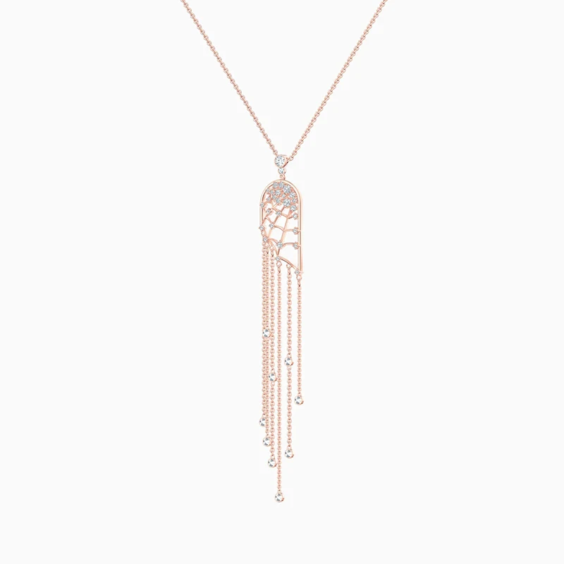 

Fashion Jewelry SWA New PRECISELY Necklace Rose Gold Glamorous Spider Web Icy Styling Feminine Trend Romantic Jewelry Gift