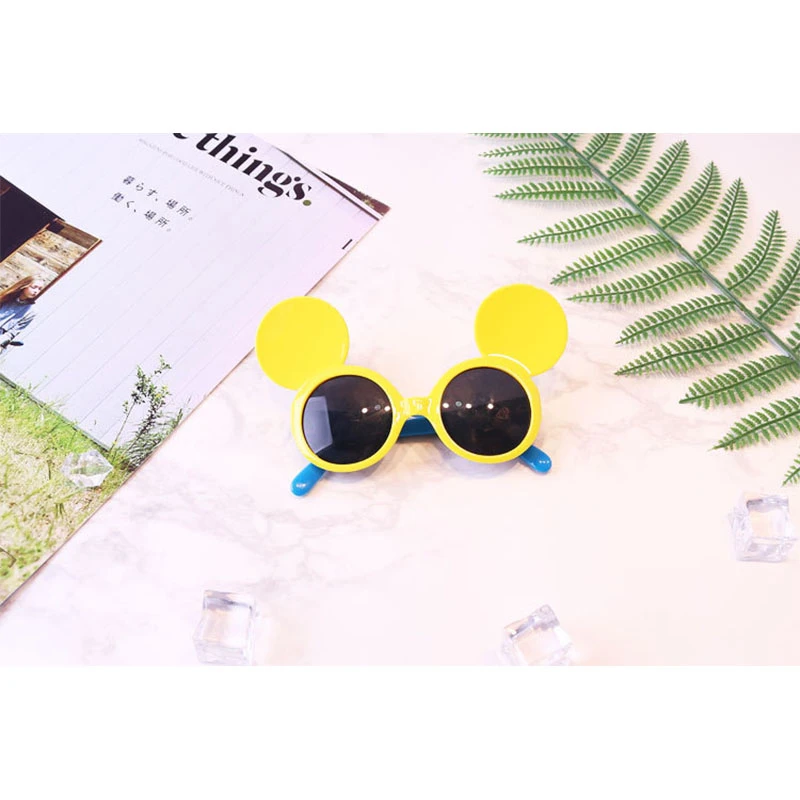 Микки Минни Маус Новые солнцезащитные очки детские силиконовые цепь для девочек