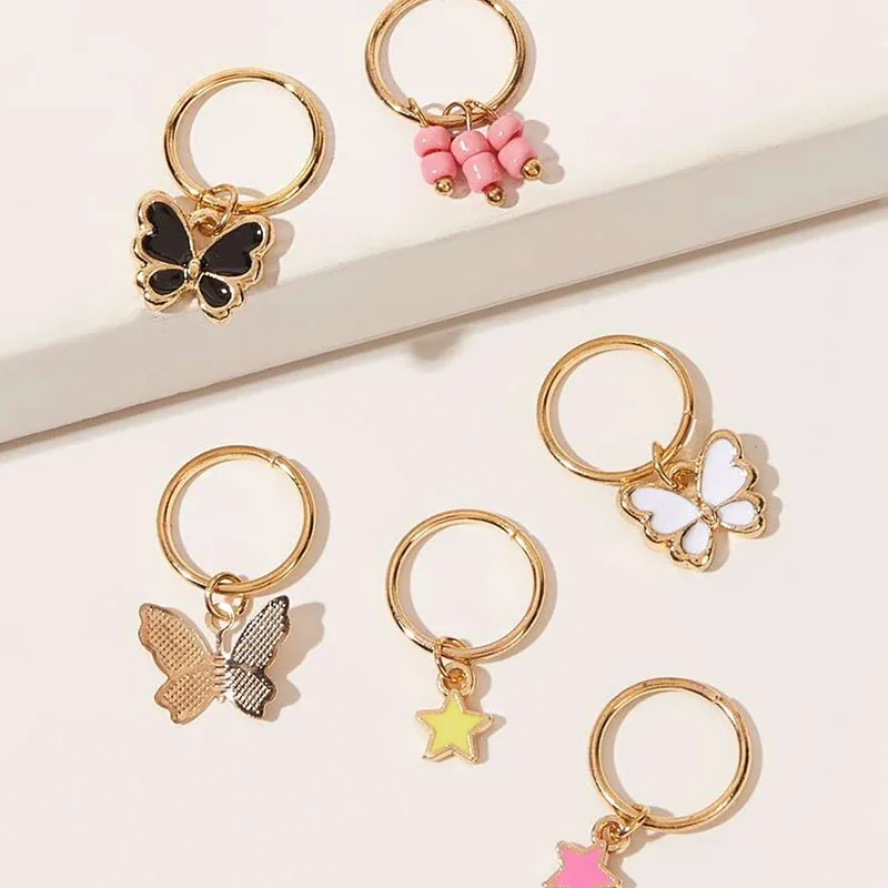 

New Designs 6PCS/Set DIY Headdress for Braid Trendy Butterflies Pendant Hair Clips Women Girls Fashion Hair Accessories