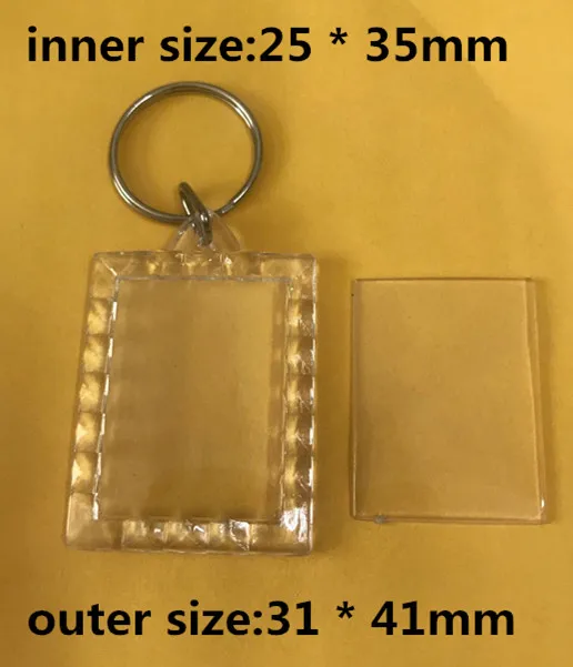 50pcs/lot Min Rectangular lace Blank Acrylic Keychains Insert Photo plastic Keyrings DIY Split Ring accessories | Украшения и