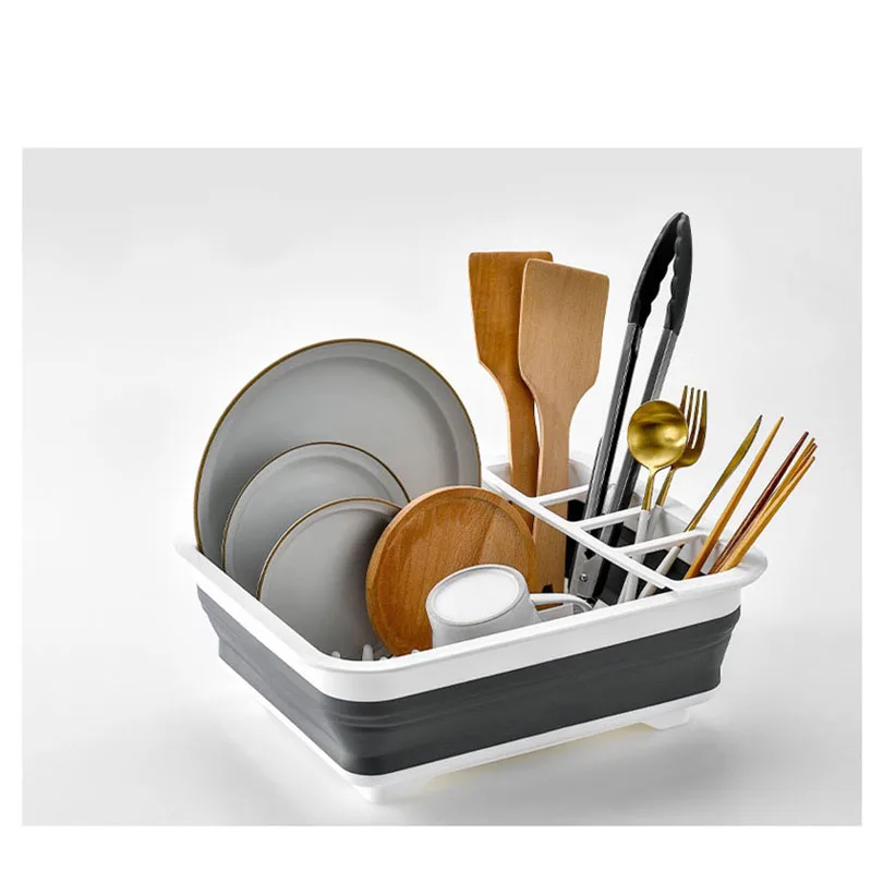 Складная Силиконовая сушилка с поворотным носиком над раковиной посуда в