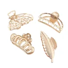 Заколка-краб для волос женская, с крупными геометрическими листьями