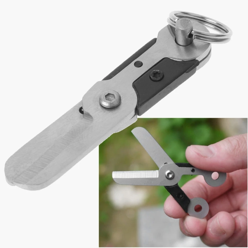 

Outdoor Survival EDC Mini Spring Scissor Pocket Tool Key Chain Stainless Steel