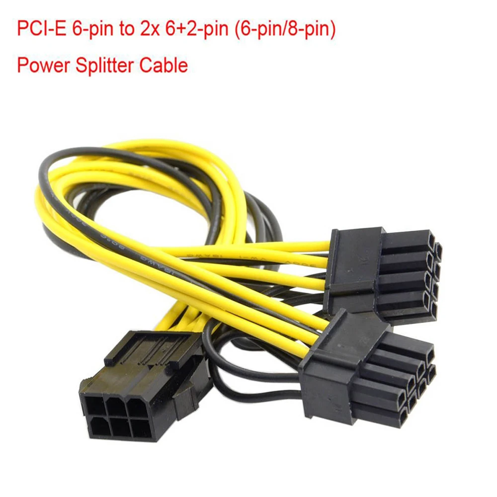 

PCI-E 6-pin to 2 x 6+2-pin (6-pin/8-pin) Power Splitter Cable PCI-E Splitter Hub Graphics Card Power Extension Cable