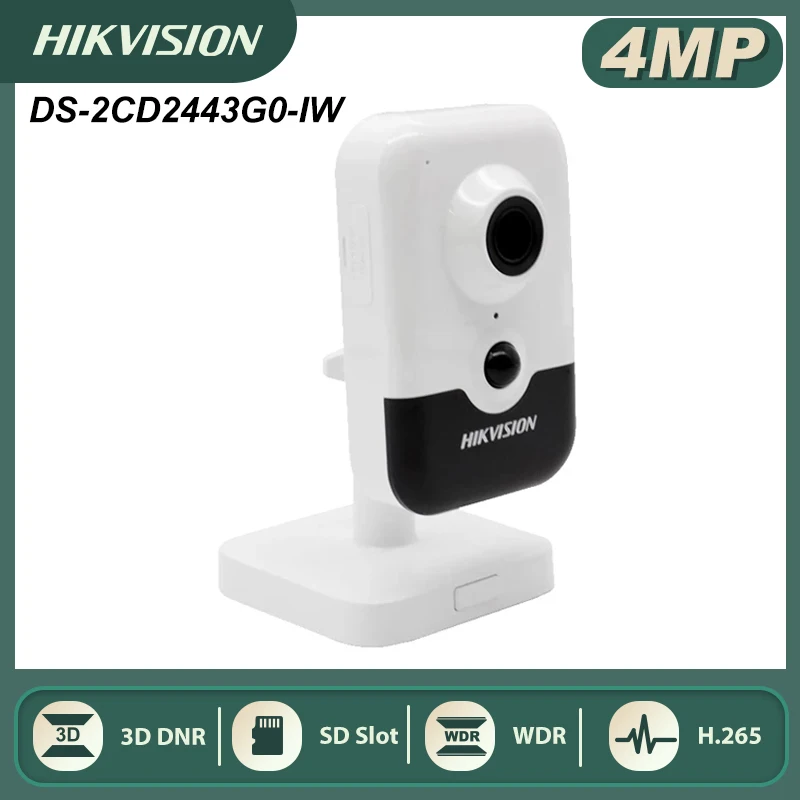 Hikvision DS 2CD2443G0 IW 4 МП WiFi IP камера PoE IR Fixed Cube Беспроводная со встроенным микрофоном и