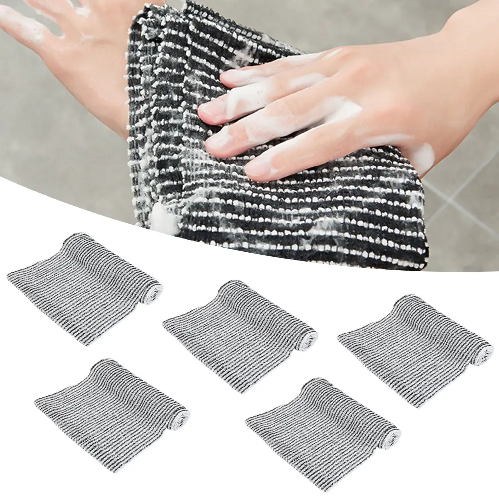 

5Pcs Soft Shower Bath Towel Skin Exfoliating Scrubber for Body Cleaning Bathing Supply GrayBath Towel
