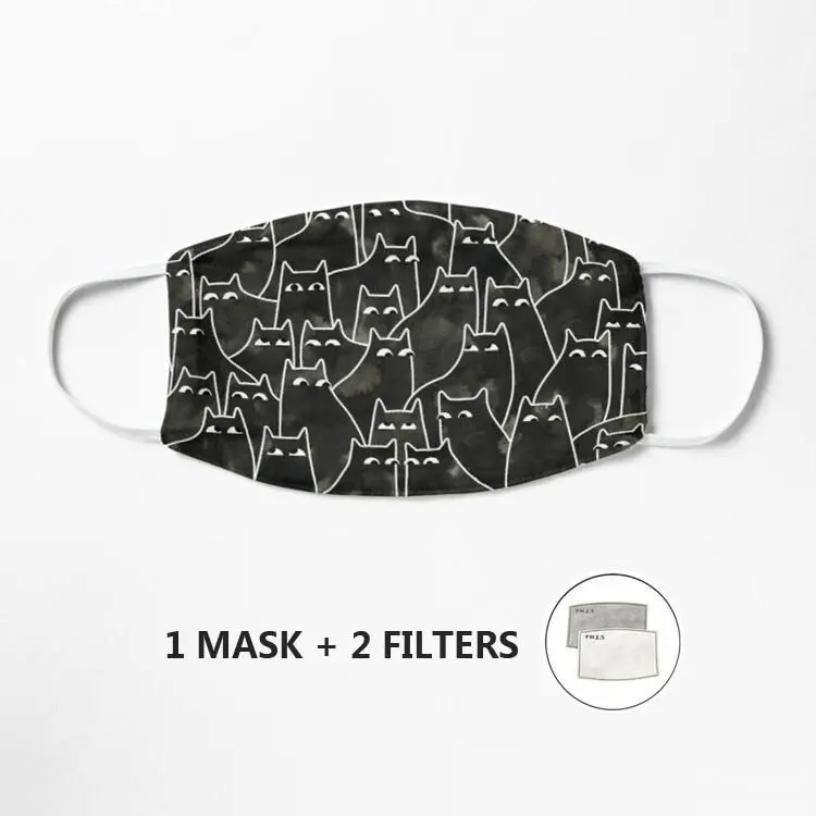 

Suspicious Cats Mask Adults Mask Cartoon Streetwear Mask Print Face Mask Reusable Mascarilla