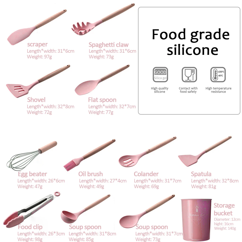 Набор силиконовых кухонных принадлежностей комплект из 9/10/12 предметов с