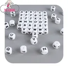 XCQGH 12 мм 100 шт. силиконовые бусины с буквами Детские бусины для прорезывателя для самостоятельного изготовления именных зажимов для соски цепочка Жевательные бусы с алфавитом