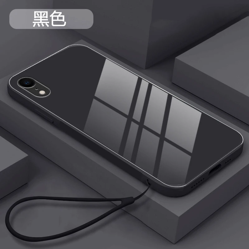 

Luxury Anti-fall protection straight-edge liquid glass Phone Case For iPhone XS 11 12 13 Mini Pro Max SE 2020 X XR 8 7 PC Cover