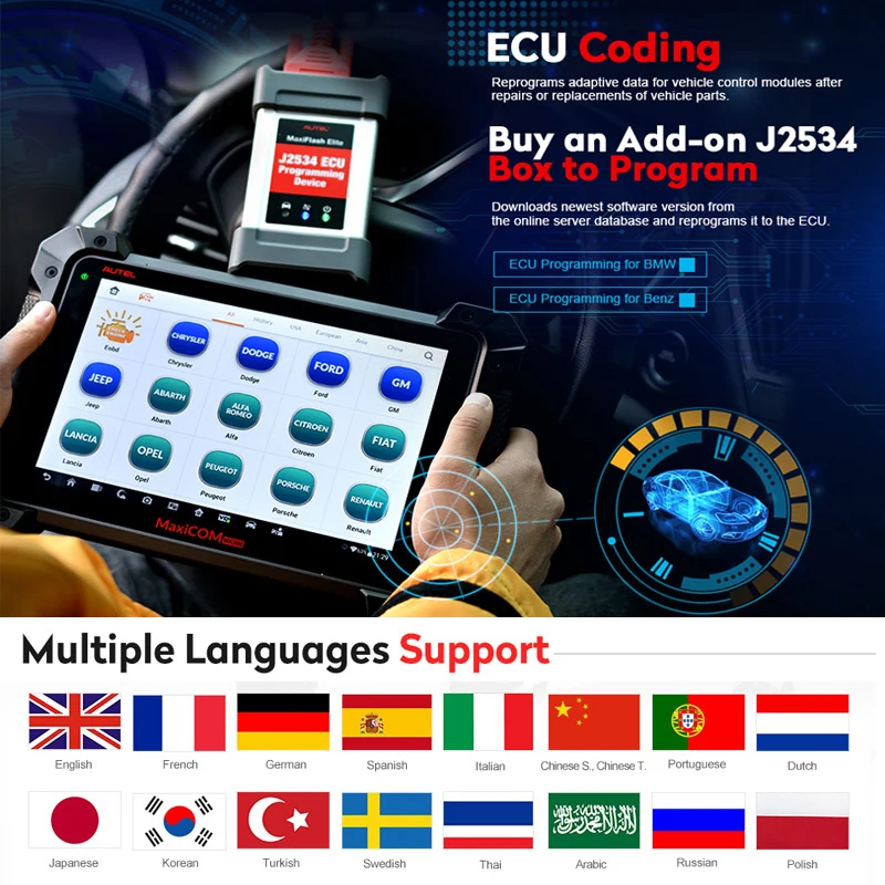 Autel MaxiCOM MK908 автоматический диагностический сканер PK MK908P MaxiSys Elite MS908 ECU