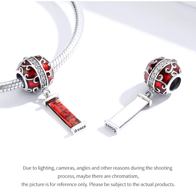 Браслет Pandora, серебро 925,, китайский талисман на удачу, бусины S925, красный, талисман на удачу, Бог, талисманы для изготовления ювелирных изделий