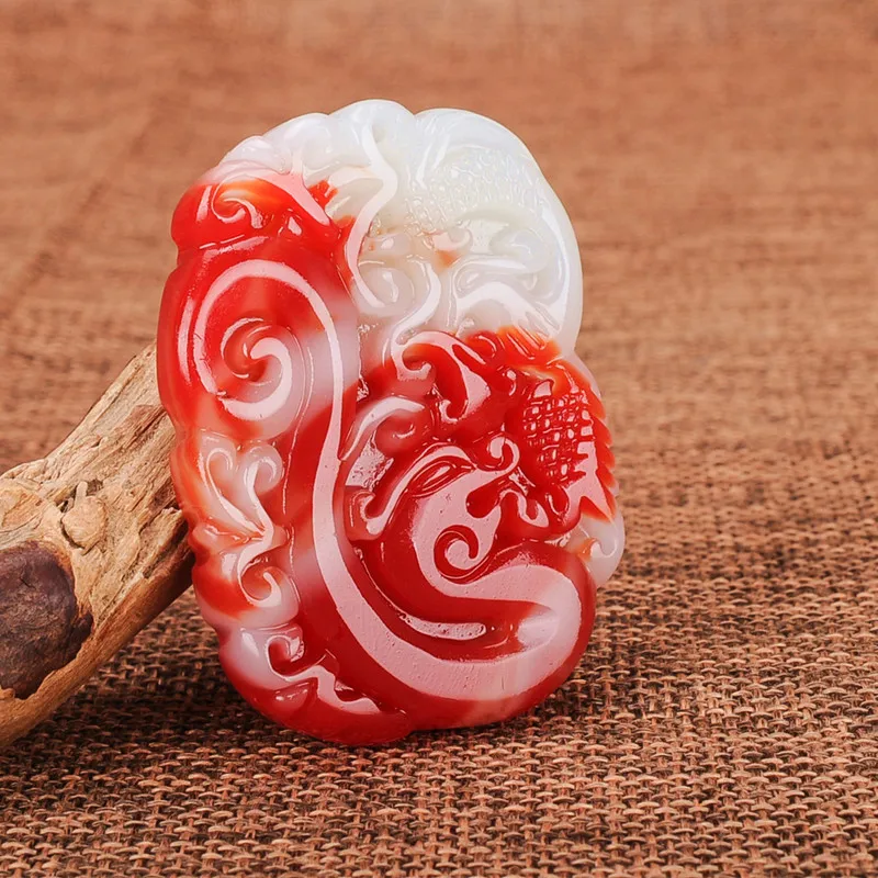 Китайский Нефритовый дракон Феникс подвеска бусины ожерелье очаровательные