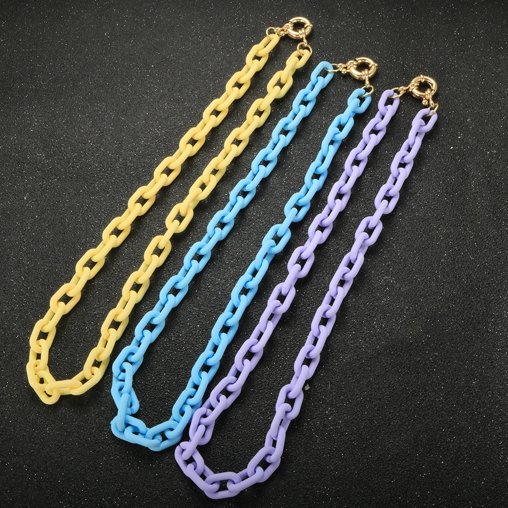 

Fashion Hip Hop Acrylic Splicing Chain Necklace For Women Men Couple Goth Bright Choker Jewelry On The Neck Gift 2021 New Trend