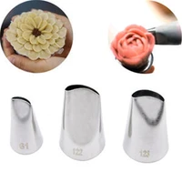 61 122 123 3pcsset rose petal piping nozzle cake decorating icing tip stainless steel pastry nozzles for cake baking tools