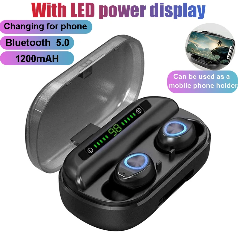 V10 беспроводные Bluetooth наушники с сенсорным стерео TWS Bluetooth 5,0 цифровой светодиодный дисплей с зарядным устройством для спортивных наушников