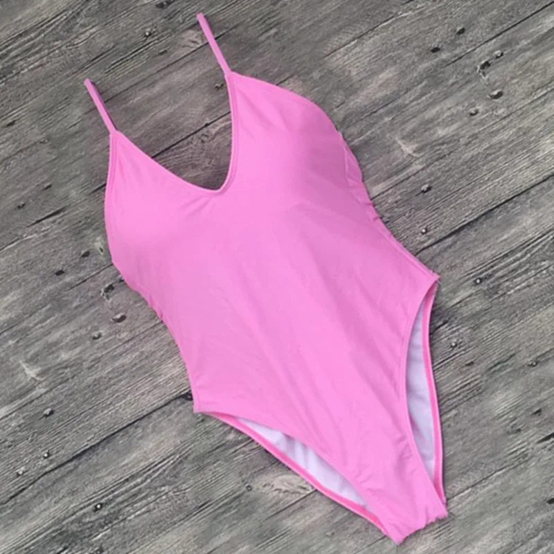 

2021 New One-Piece Backless Bikini Swimsuit Multicolor Swimsuit Sexy Beach Suit Solid Color Thong Swimsuit Yoga Suit Lady Bikini