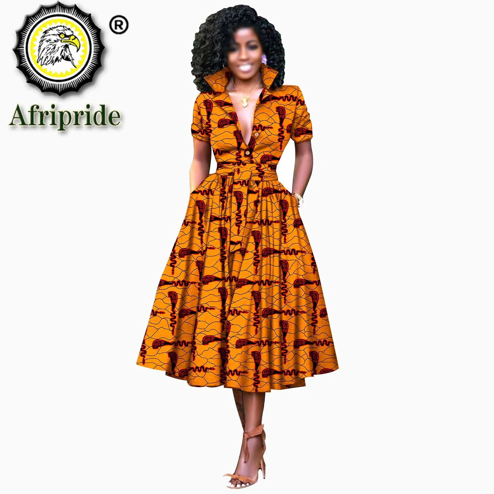 Платье женское Африканское с коротким рукавом формальное из чистого хлопка